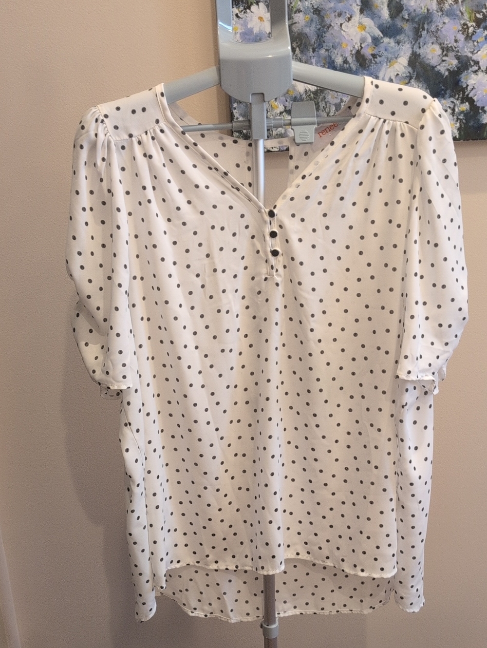 Renee C. White Blouse with Black Polka Dots